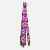 Cravate Motif de fleurs tropicales roses (Devant)