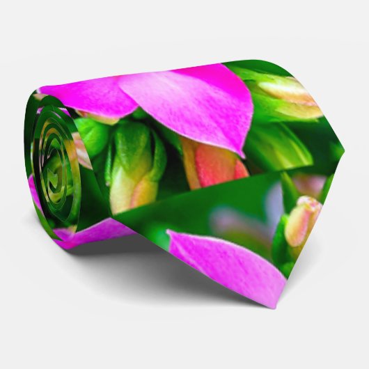 Cravate Motif de fleurs tropicales roses (Roulé)