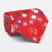 Cravate Motif de flocon de neige moderne Red Christmas (Roulé)