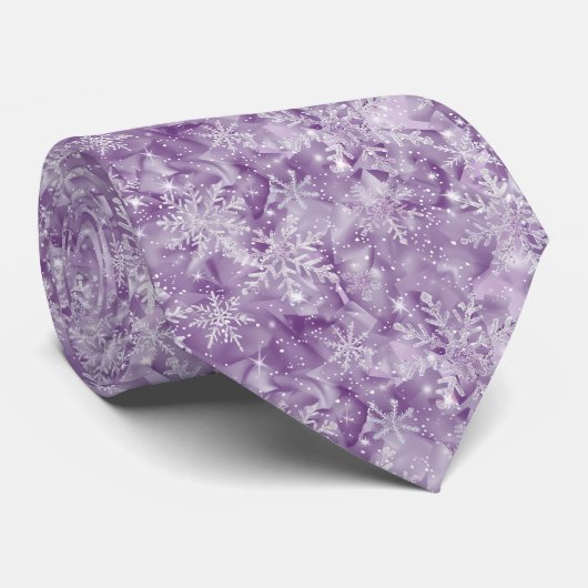 Cravate Motif de flocon de neige pourpre (Roulé)