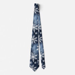 Cravate Motif de flocons de neige à l'aquarelle en bleu ma