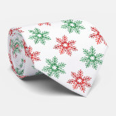 Cravate Motif de flocons de neige rouge et vert (Roulé)