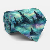 Cravate Motif de forêt aurorale rustique (Roulé)