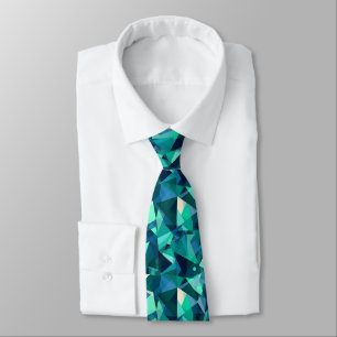 Cravate Motif de formes abstrait bleu et vert