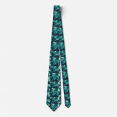 Cravate Motif de formes abstraites bleues et vertes (Devant)