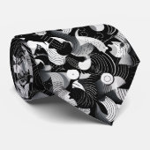 Cravate Motif de formes abstraites en noir et blanc (Roulé)