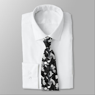 Cravate Motif de formes abstraites noir et blanc