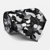 Cravate Motif de formes abstraites noir et blanc (Roulé)