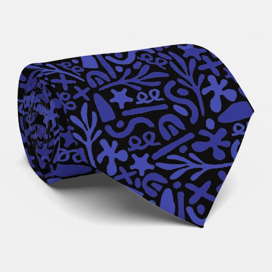 Cravate Motif de formes bleues (Roulé)