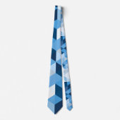 Cravate Motif de formes géométriques des tons bleus (Devant)