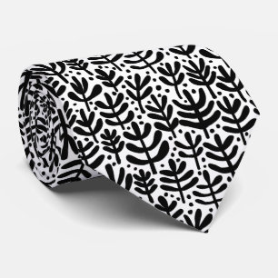 Cravate Motif de fougère - Noir et Blanc