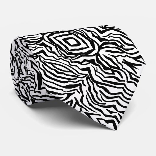 Cravate Motif de fourrure noir et blanc Zebra (Roulé)