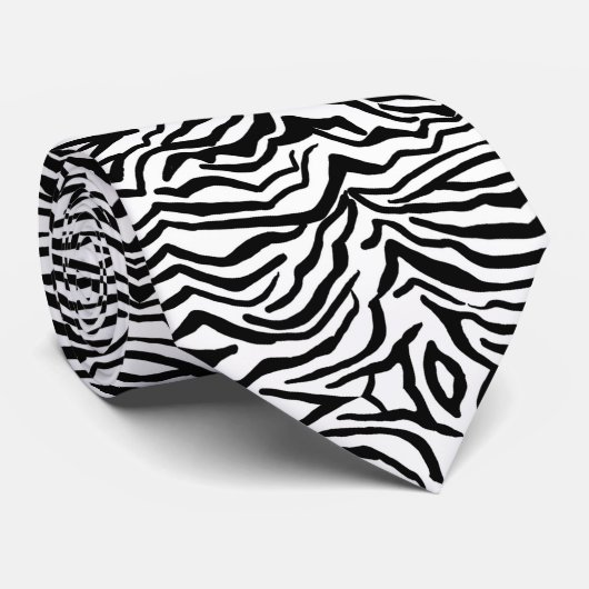 Cravate Motif de fourrure noir et blanc Zebra (Roulé)