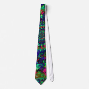 Cravate Motif de fractale d'arc-en-ciel de hippie