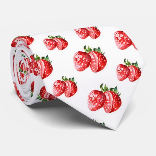Cravate motif de fraises cool carrelé (Roulé)