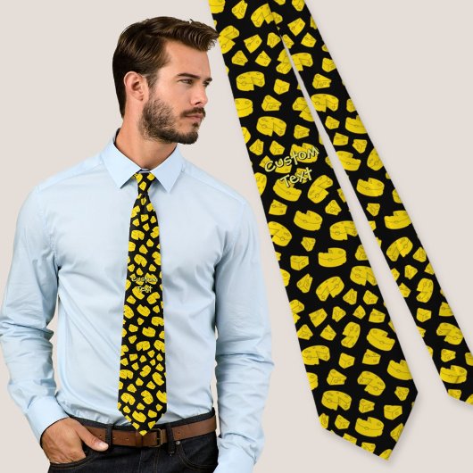 Cravate Motif de fromage jaune