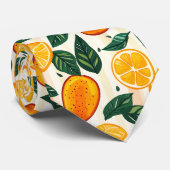 Cravate Motif de fruits d'agrumes avec Feuilles verts (Roulé)