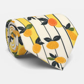 Cravate Motif de fruits d'agrumes avec Feuilles verts (2) (Roulé)