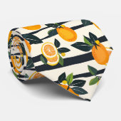 Cravate Motif de fruits d'agrumes avec Feuilles verts (5) (Roulé)