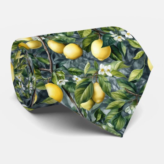 Cravate motif de fruits de citron cool carrelé (Roulé)
