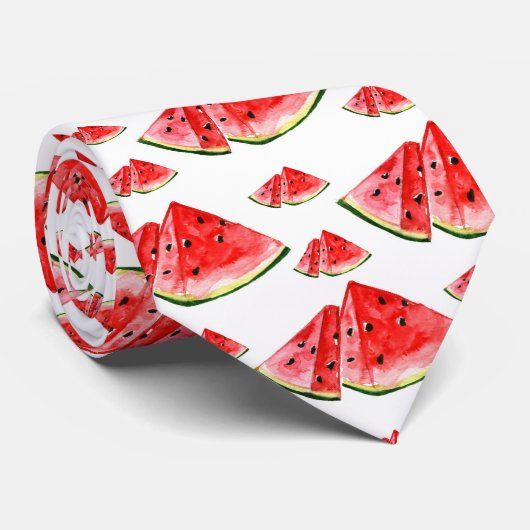 Cravate motif de fruits de pastèque carrelé cool (Roulé)