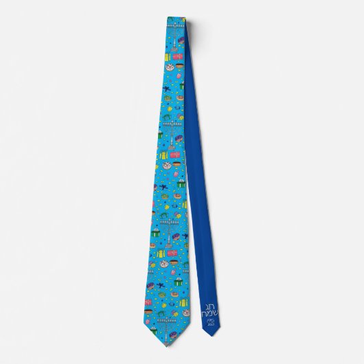Cravate Motif de Fun Blue Hanoukka (Devant)