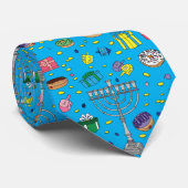 Cravate Motif de Fun Blue Hanoukka (Roulé)