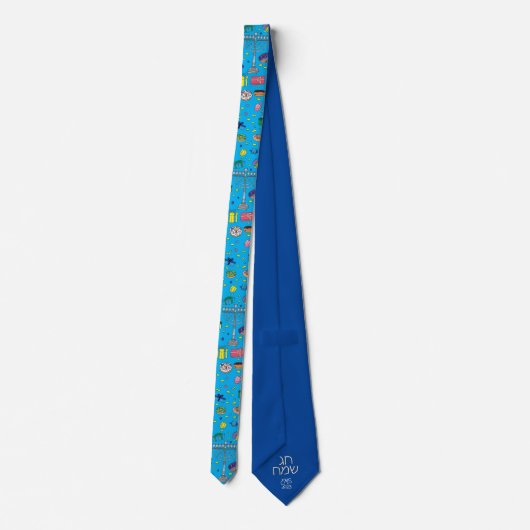 Cravate Motif de Fun Blue Hanoukka (Dos)