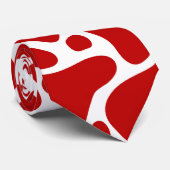 Cravate motif de girafe abstraite rouge et blanche (Roulé)