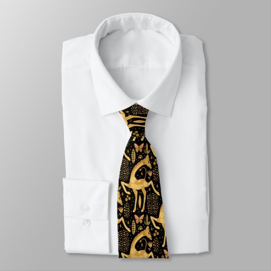 Cravate Motif de girafe en or noir exotique (Attaché)