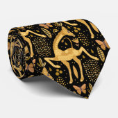 Cravate Motif de girafe en or noir exotique (Roulé)