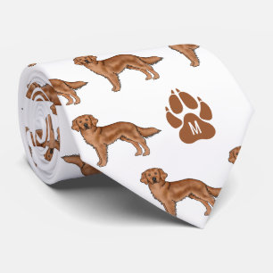 Cravate Motif de Golden Retriever Rouge avec monogramme pe