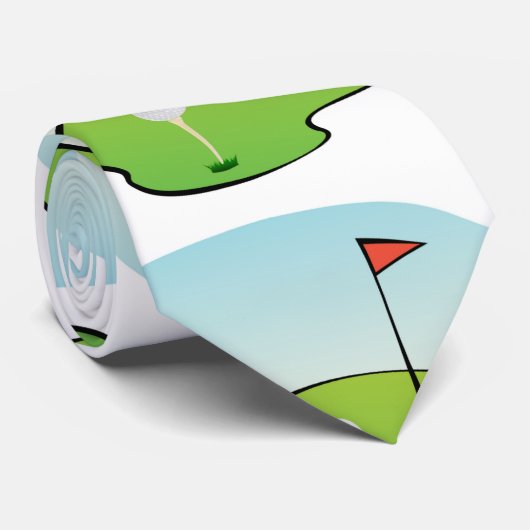 Cravate Motif de golf amusant (Roulé)