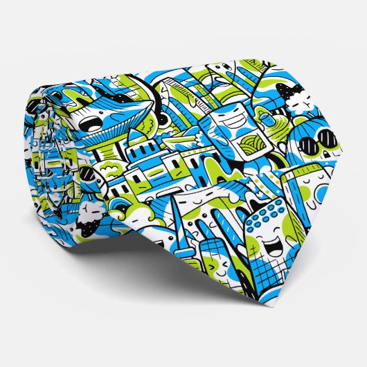 Cravate motif de graffiti cool (Roulé)