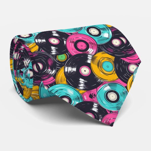 Cravate motif de graffiti rétro cool carrelé (Roulé)