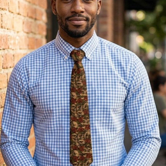 Cravate Motif de graffitis Rose et crâne