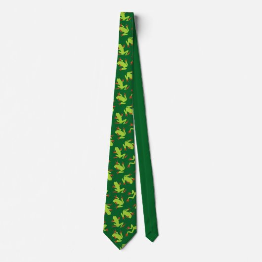 Cravate Motif de grenouille à arbre vert (Devant)