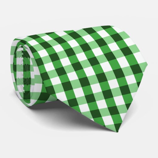 Cravate Motif de guingan de Forest Green (Roulé)