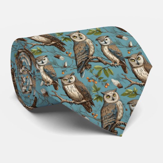 Cravate motif de hibou cool carrelé (Roulé)