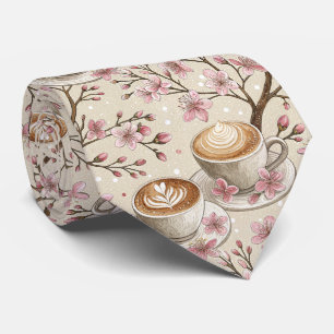 Cravate Motif de housse de café Fleur de Cerisier (6)