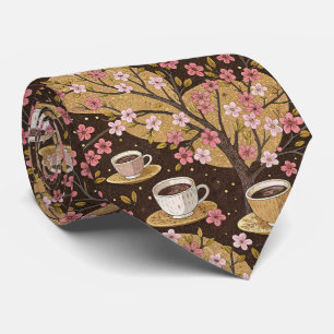 Cravate Motif de housse de café Fleur de Cerisier (8)