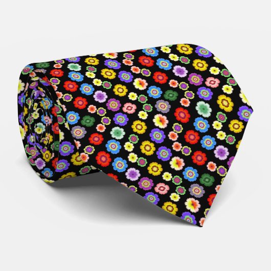 Cravate Motif de jardin fleuri coloré (Roulé)