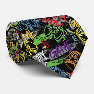 Cravate Motif de jeu graffiti néon