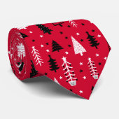 Cravate Motif de la forêt de sapins rouges (Roulé)