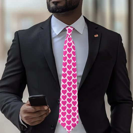 Cravate Motif de la Saint-Valentin Cœurs Rose Fuchsia Enjo