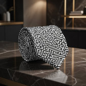 Cravate Motif de labyrinthe noir et blanc