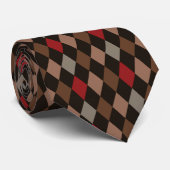 Cravate Motif de l'Arlequin Noir, Brown et Rouge (Roulé)