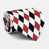 Cravate Motif de l'arlequin rouge et noir (Roulé)