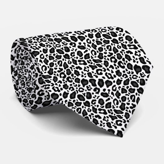 Cravate Motif de léopard guépard noir et blanc (Roulé)
