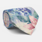 Cravate Motif de libellule florale à l'aquarelle (Roulé)